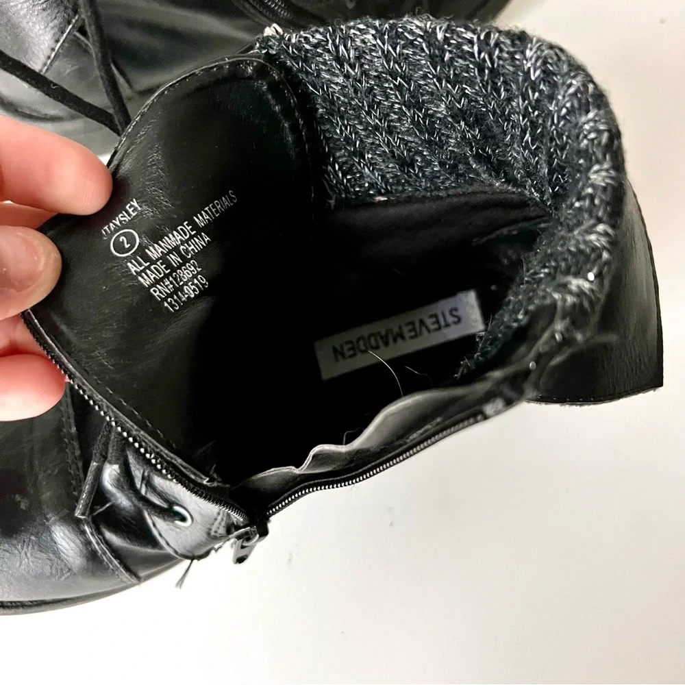 STEVE MADDEN Girl’s Black Taysley Combat Moto Boots—SZ. 2